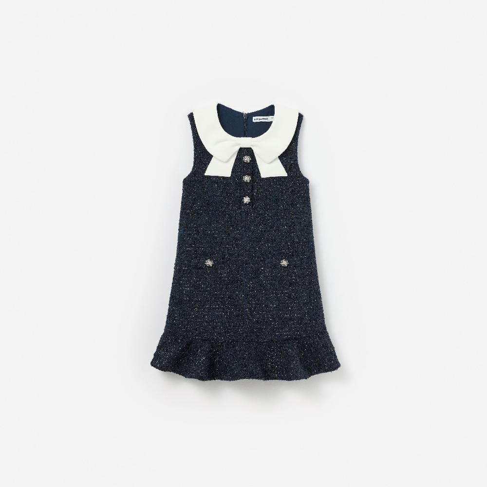 self portrait Navy Boucle Sleeveless Dress KIDS