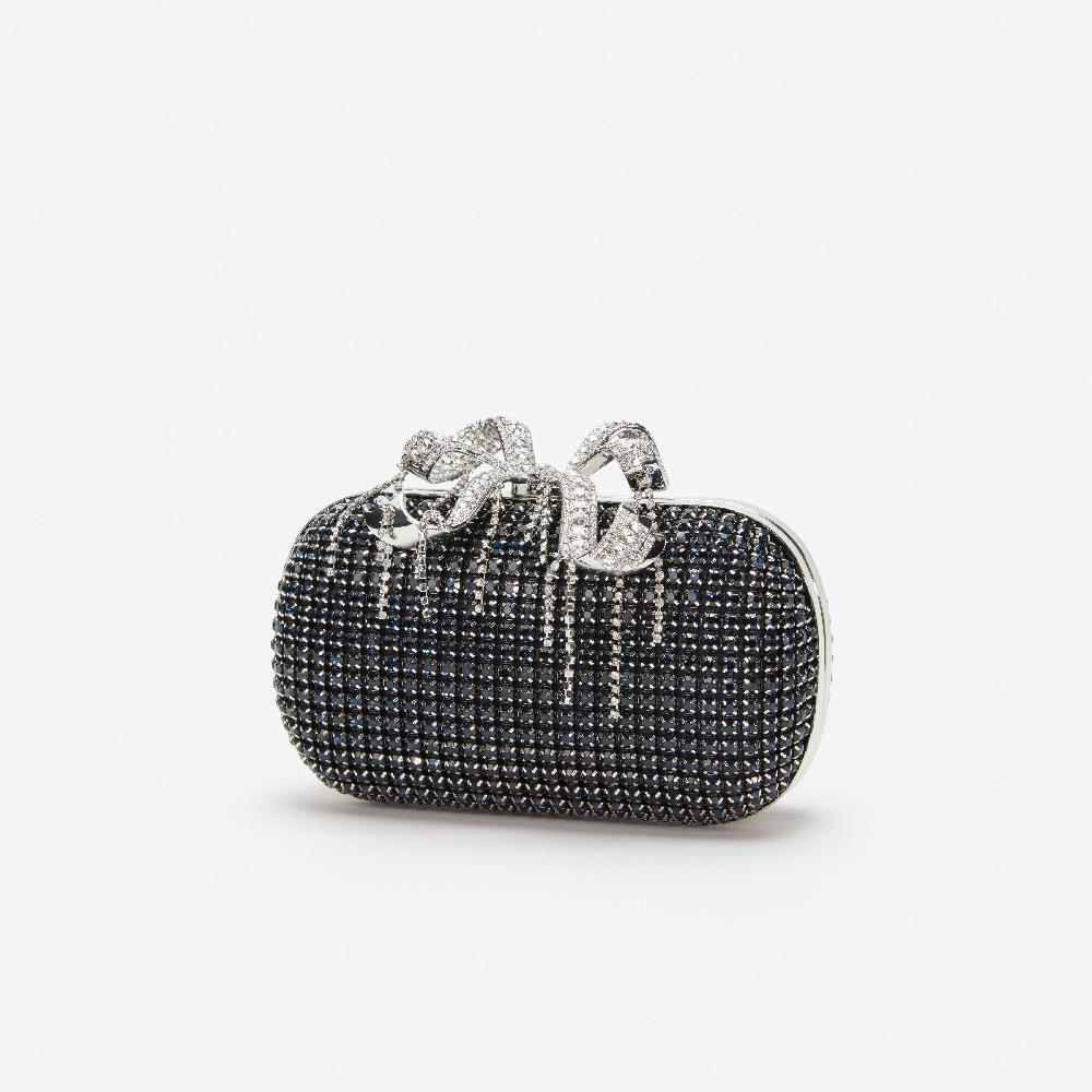 Self Portrait Navy Chainmail Clutch Bag BAGS
