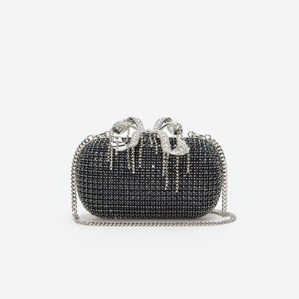 Self Portrait Navy Chainmail Clutch Bag BAGS