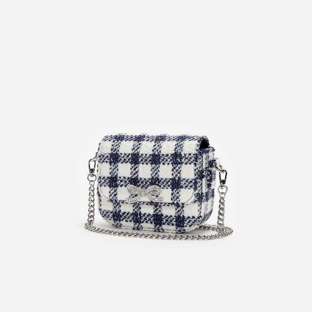 Self Portrait Navy Check Boucle Bag KIDS