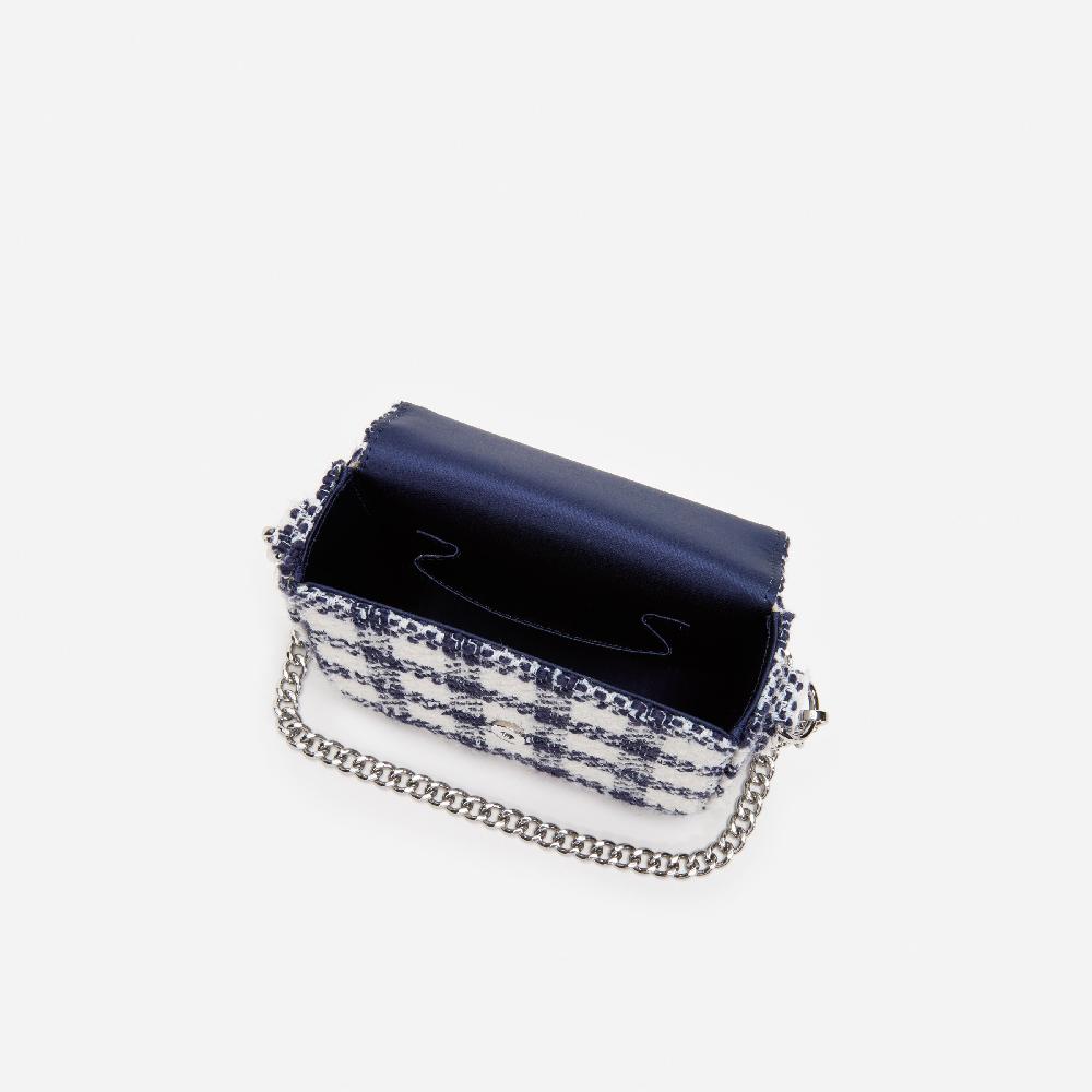Self Portrait Navy Check Boucle Bag KIDS