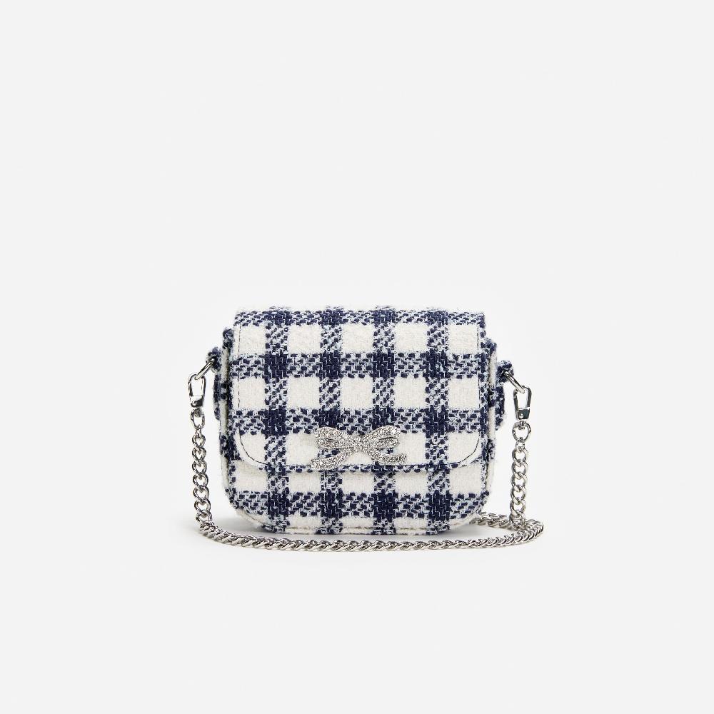 self portrait Navy Check Boucle Bag KIDS