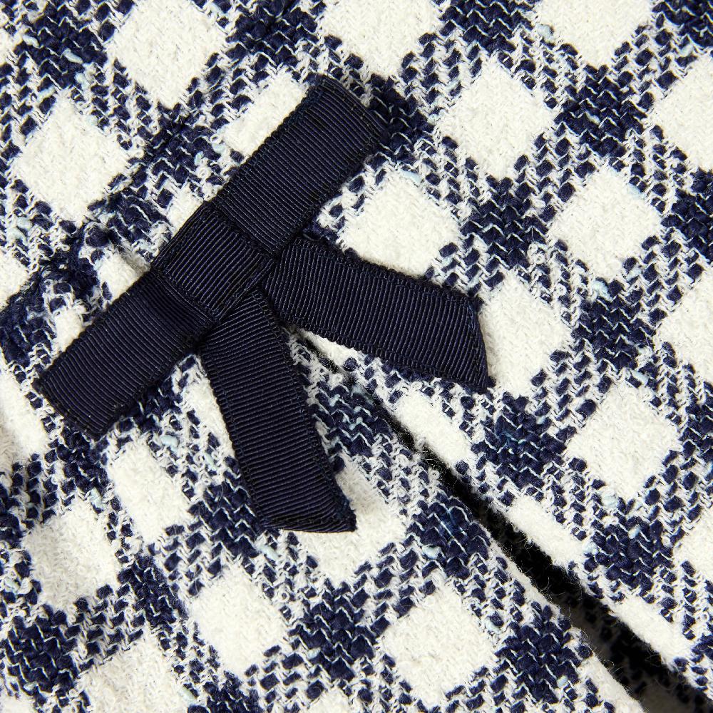 Self Portrait Navy Check Boucle Dress KIDS