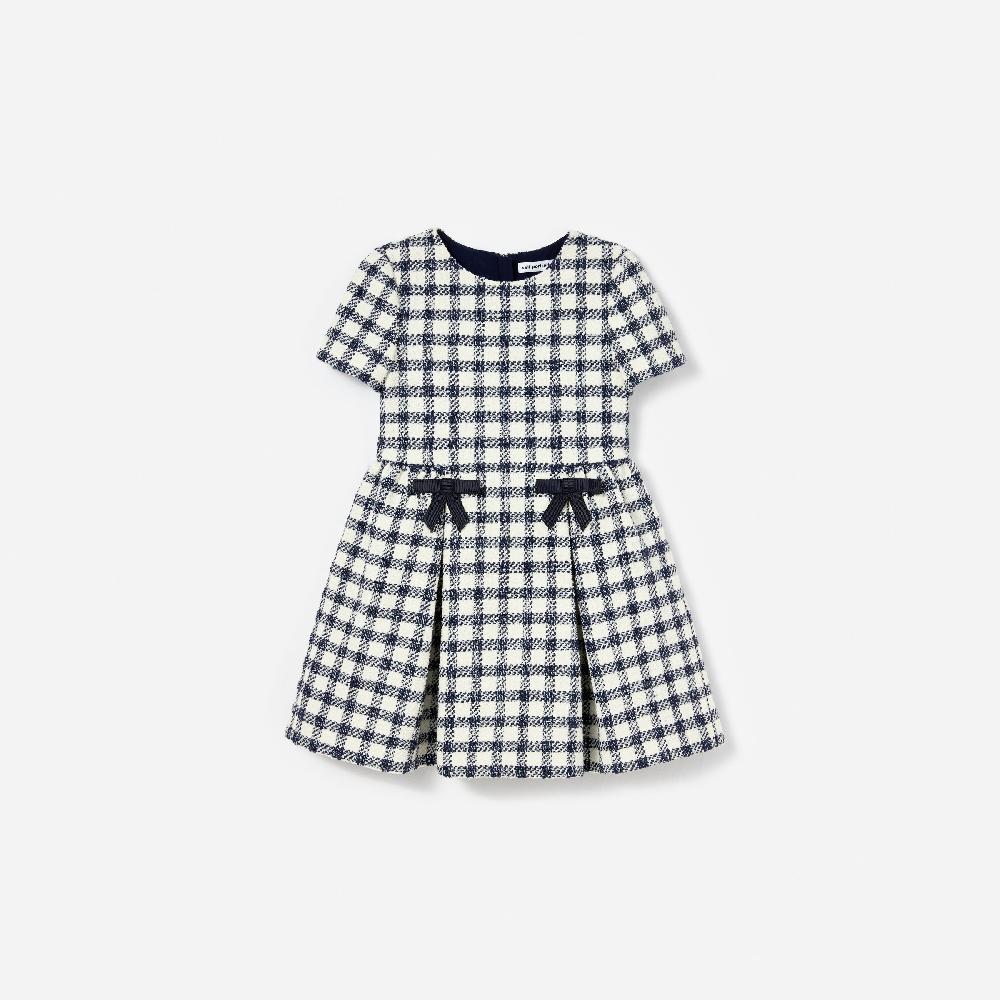 self portrait Navy Check Boucle Dress KIDS