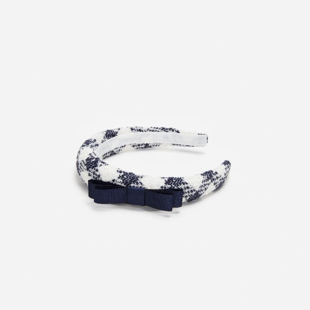 Self Portrait Navy Check Boucle Headband KIDS