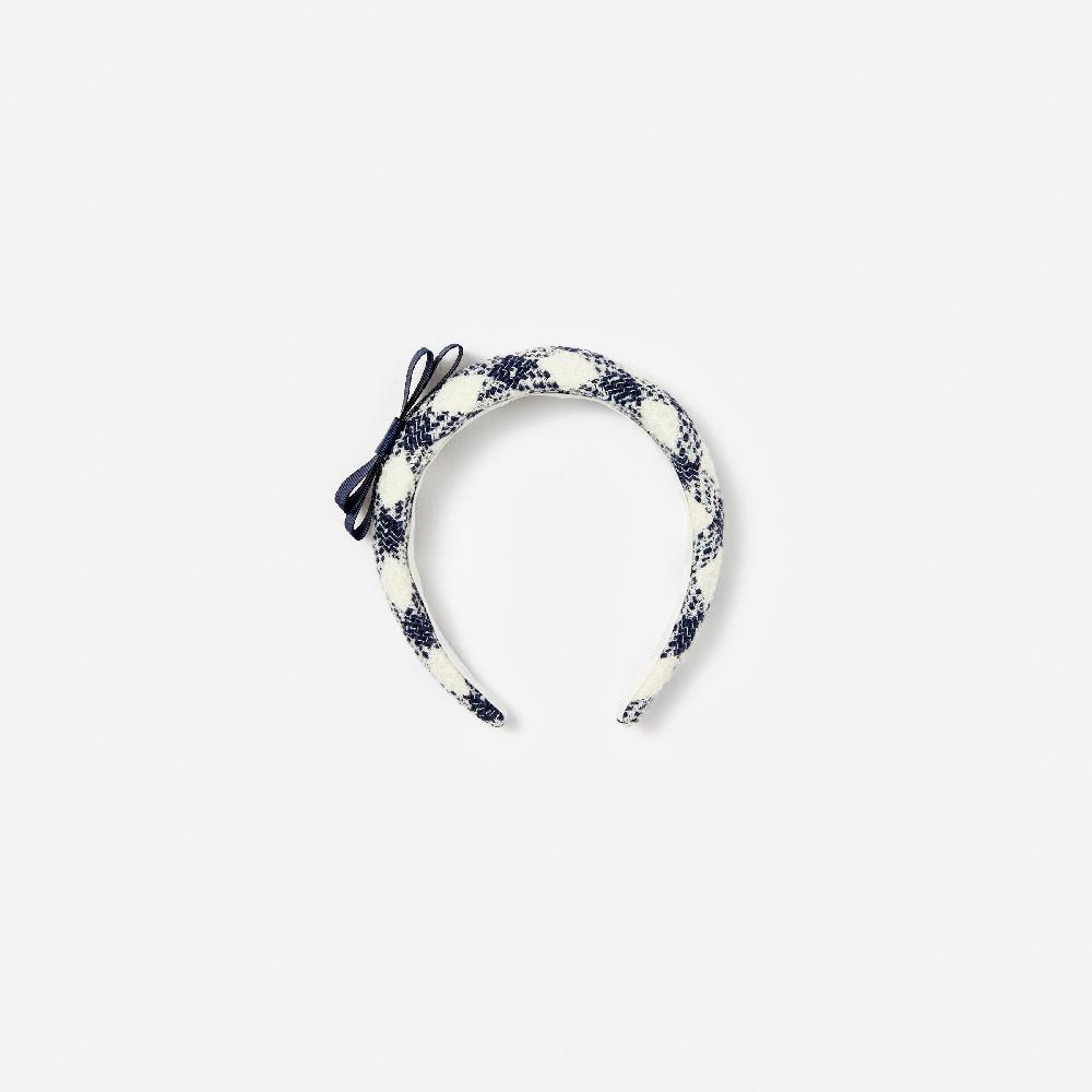 self portrait Navy Check Boucle Headband KIDS