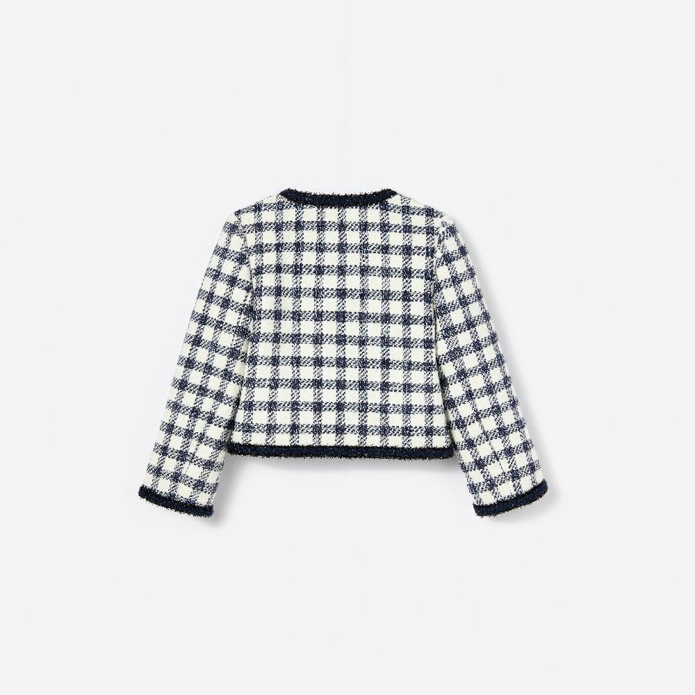 Self Portrait Navy Check Boucle Jacket KIDS