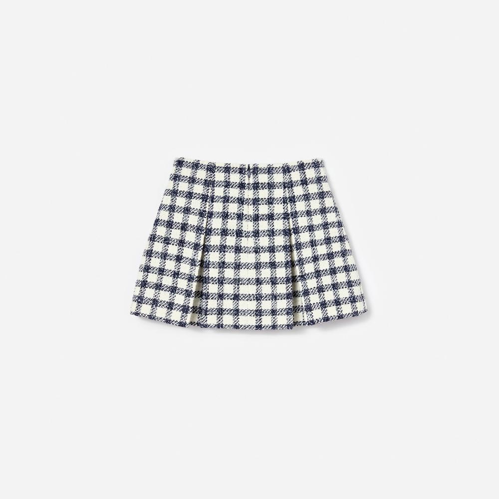 Self Portrait Navy Check Boucle Skirt KIDS