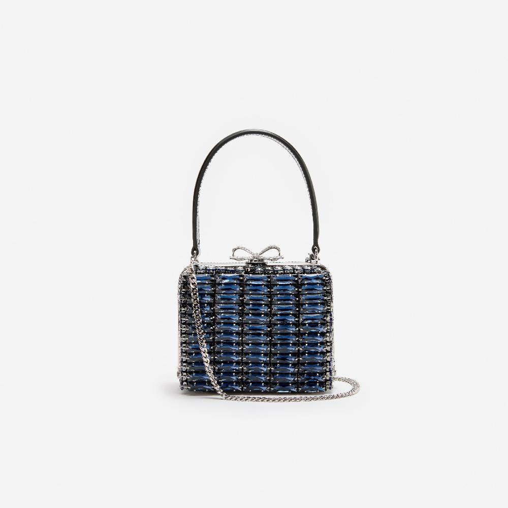 Self Portrait Navy Crystal Micro Bag BAGS