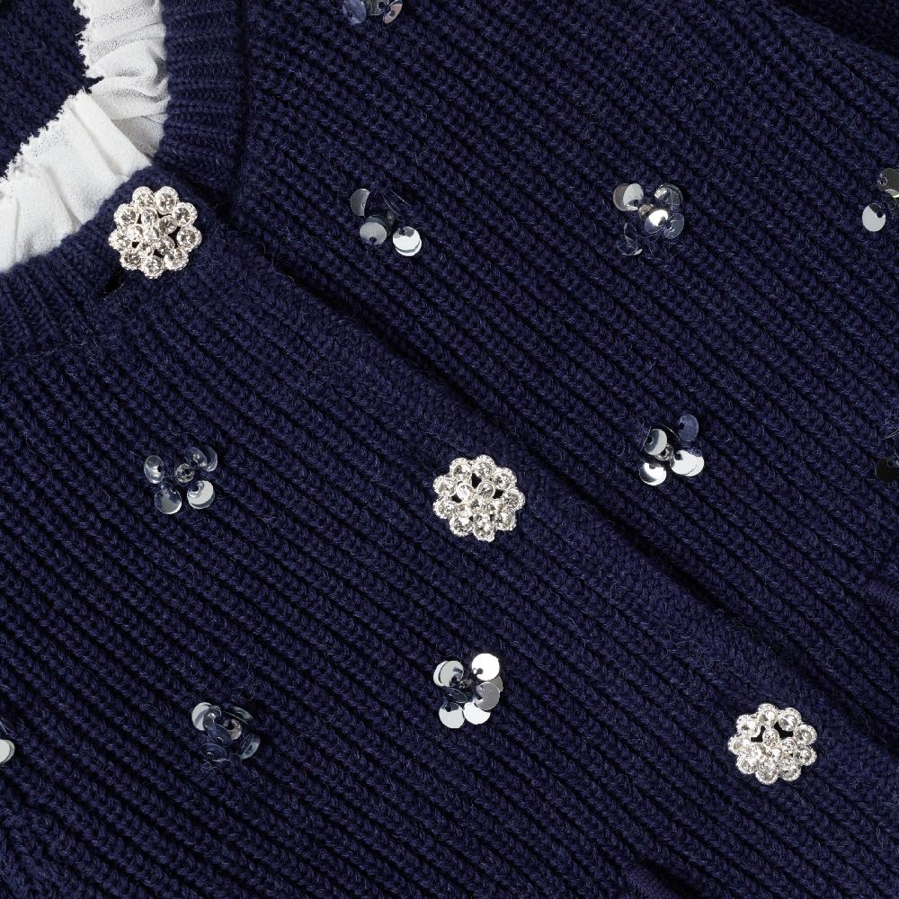 Self Portrait Navy Embellished Cardigan KIDS