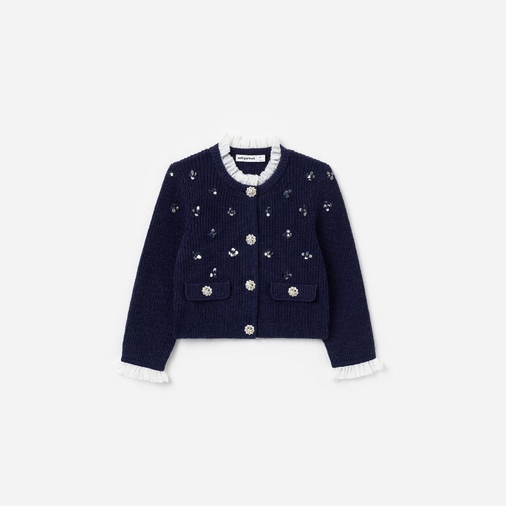 self portrait Navy Embellished Cardigan KIDS