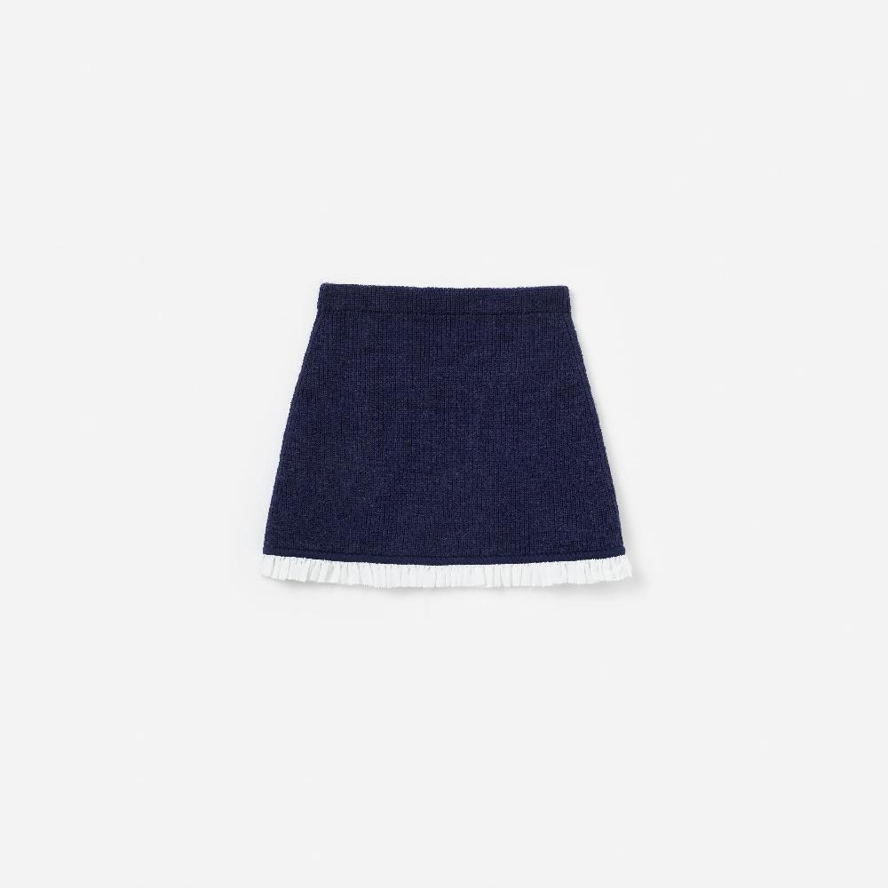 Self Portrait Navy Embellished Knit Skirt KIDS