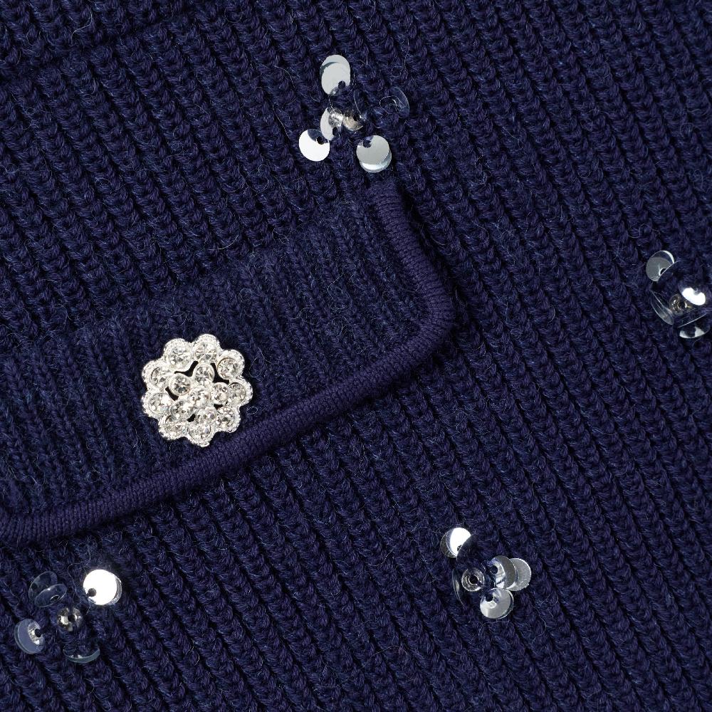 Self Portrait Navy Embellished Knit Skirt KIDS