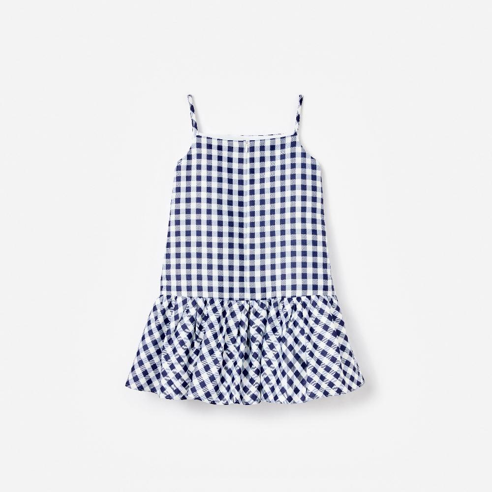 Self Portrait Navy Gingham Taffeta Dress KIDS
