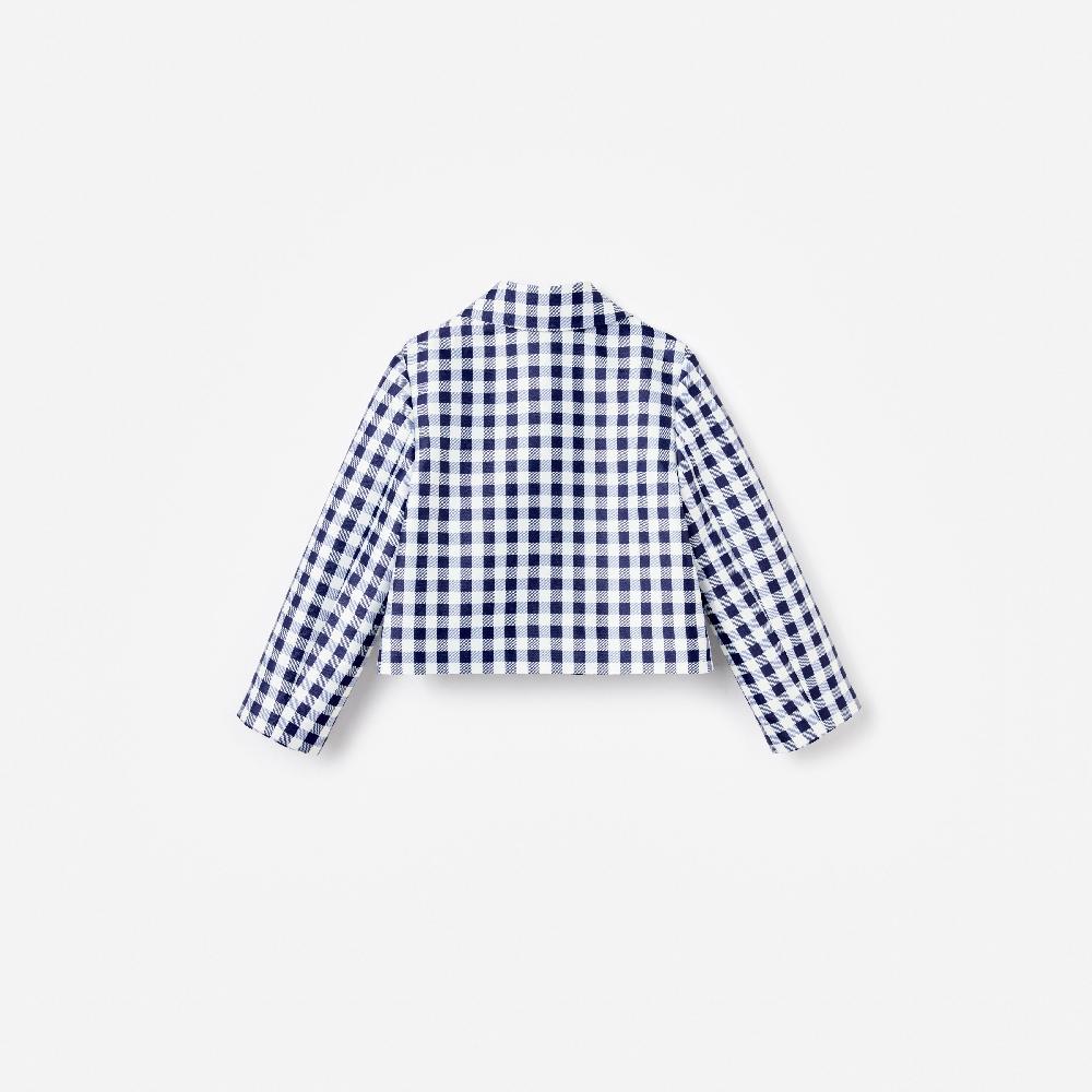 Self Portrait Navy Gingham Taffeta Jacket KIDS
