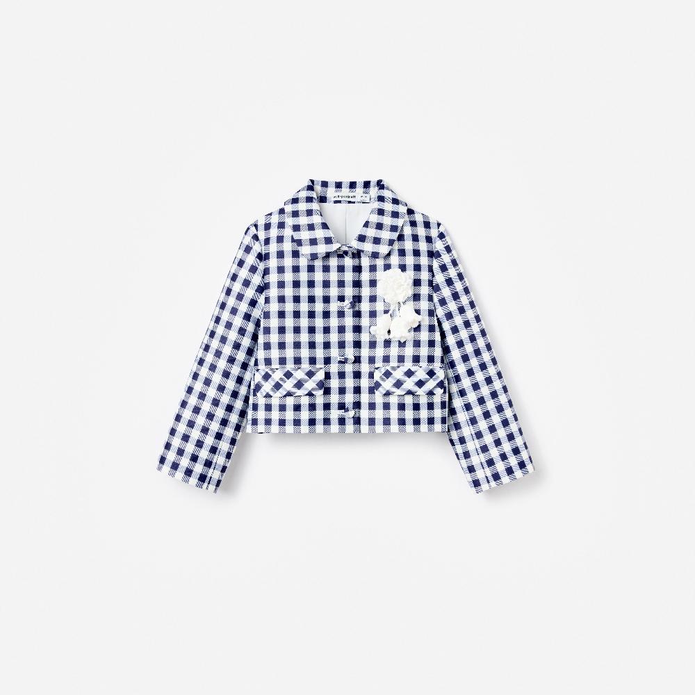 self portrait Navy Gingham Taffeta Jacket KIDS