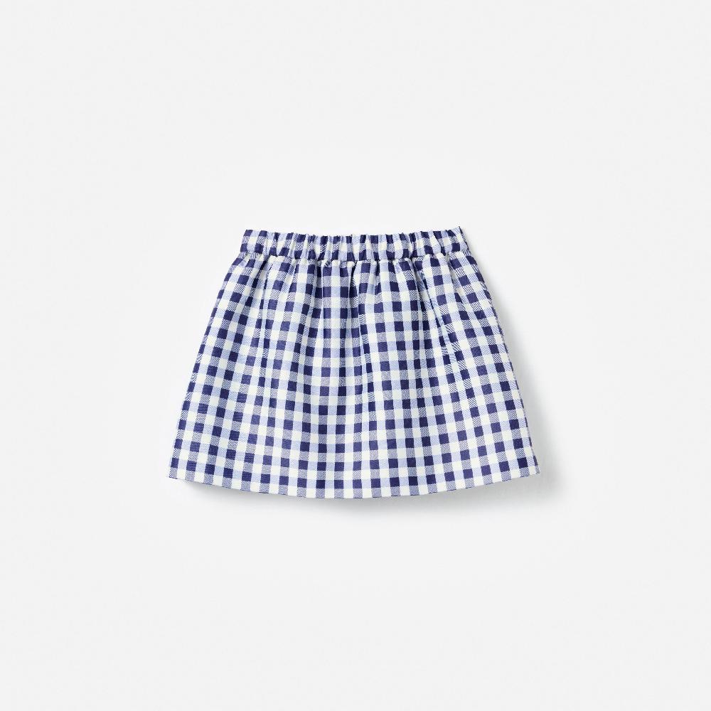 Self Portrait Navy Gingham Taffeta Skirt KIDS