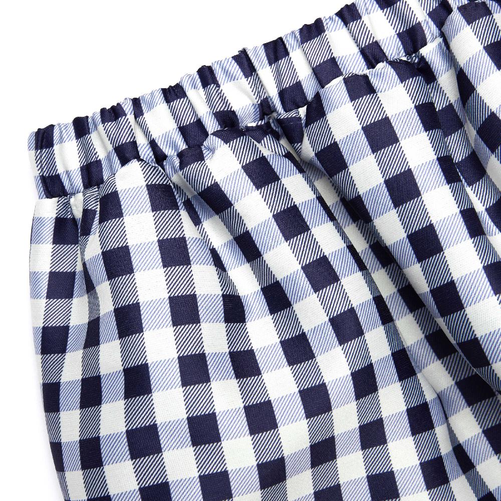 Self Portrait Navy Gingham Taffeta Skirt KIDS