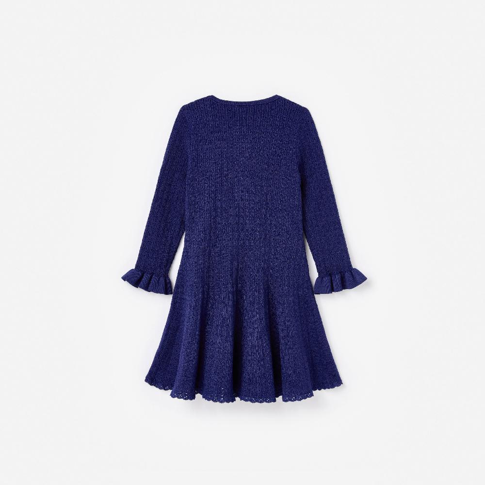 Self Portrait Navy Pointelle Knit Dress KIDS
