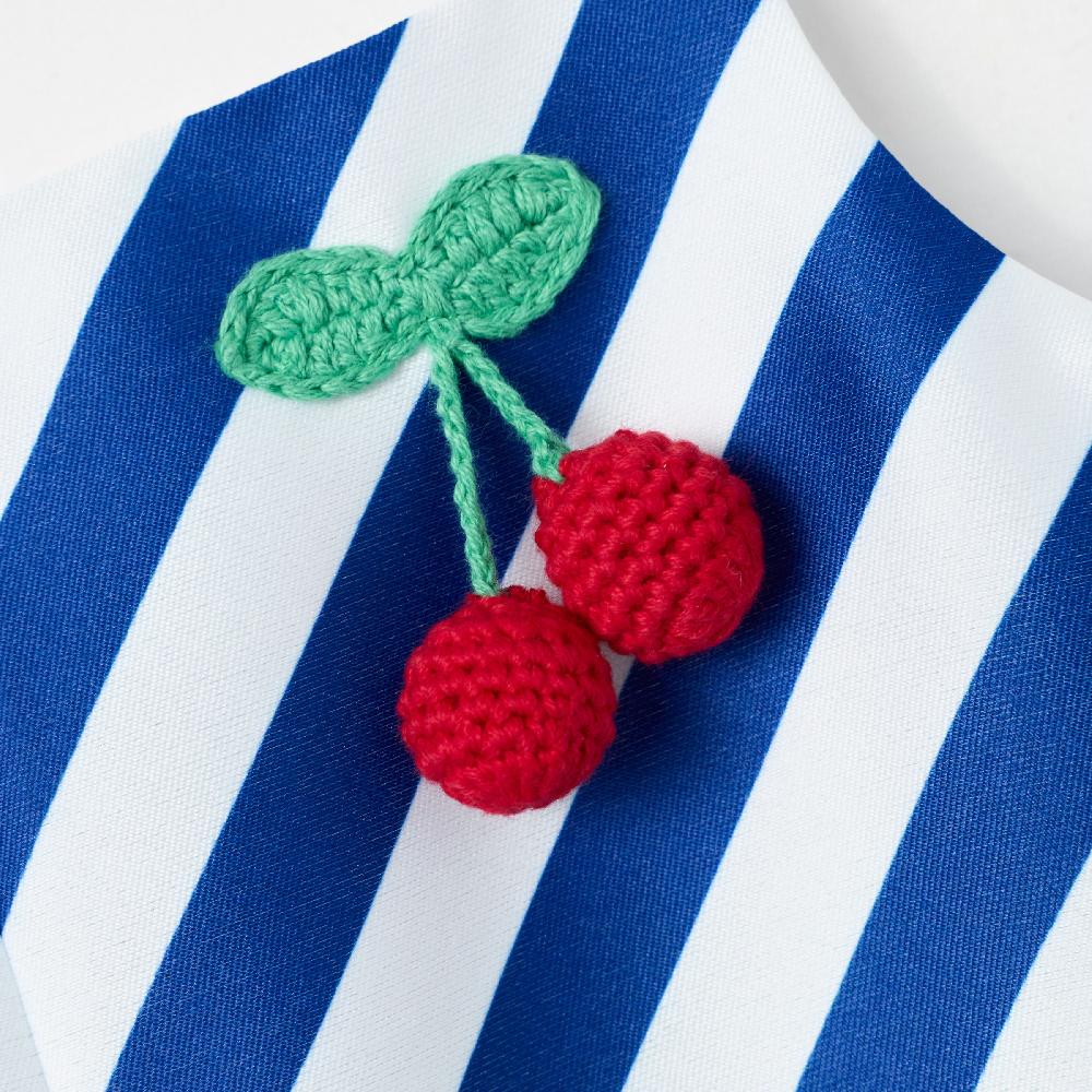 Self Portrait Navy Stripe Cherry Motif Dress KIDS