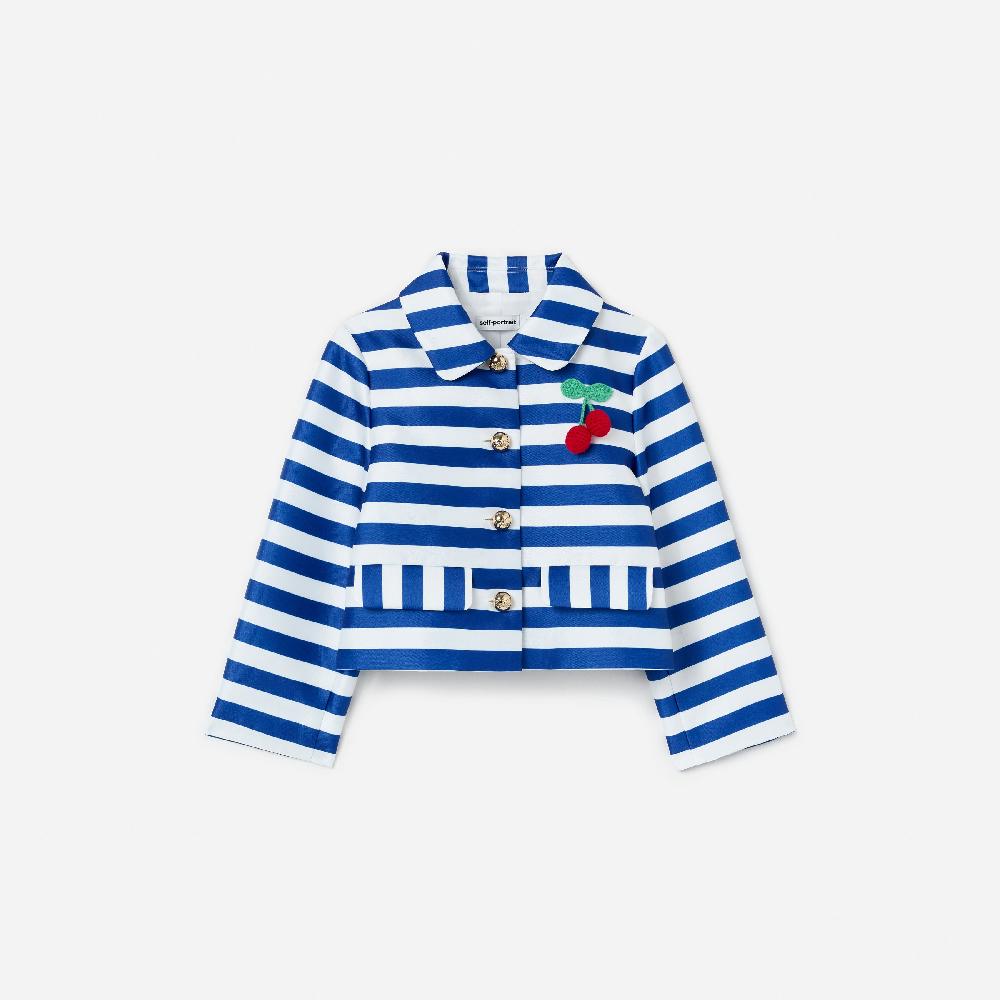 self portrait Navy Stripe Cherry Motif Jacket KIDS