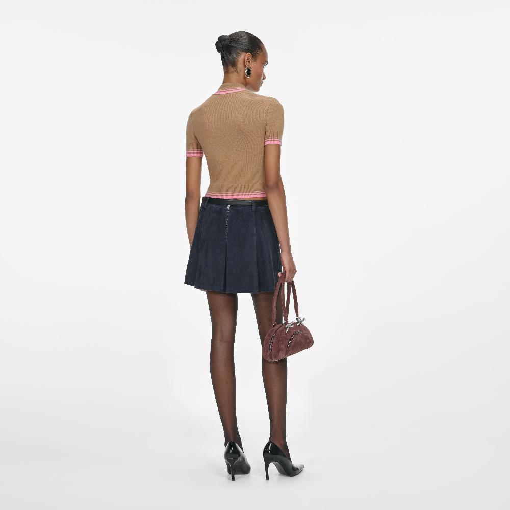 Self Portrait Navy Suede Mini Skirt CLOTHING