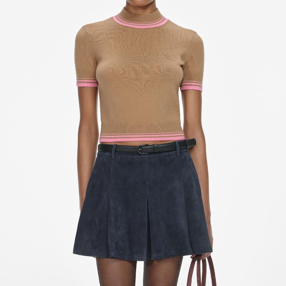 Self Portrait Navy Suede Mini Skirt CLOTHING