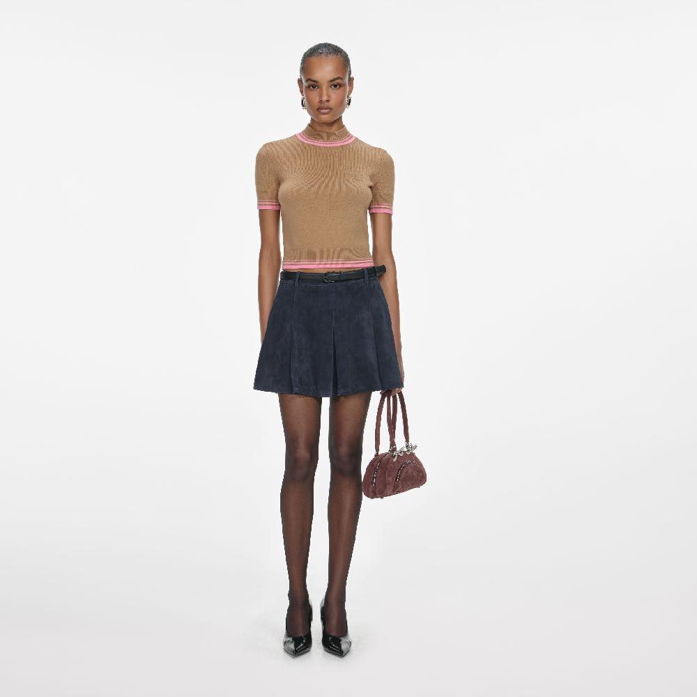 self portrait Navy Suede Mini Skirt CLOTHING