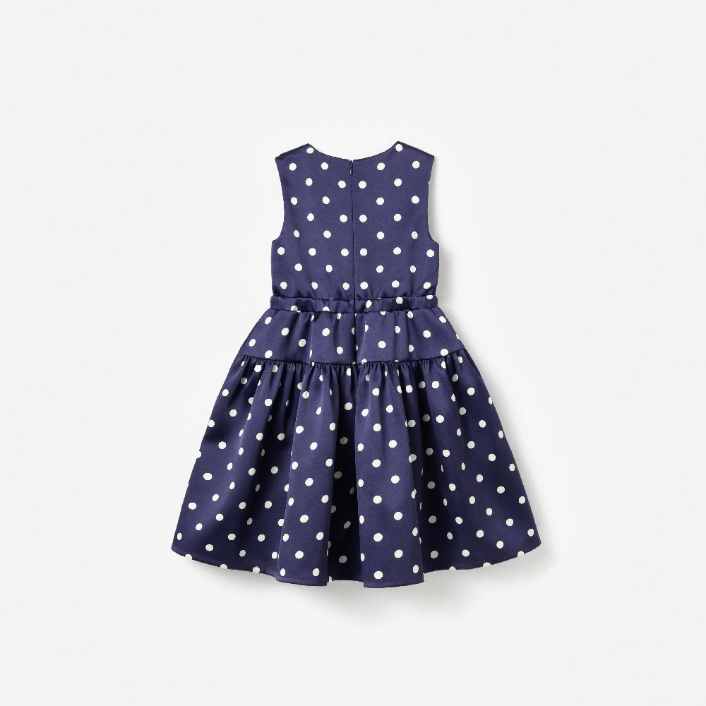 Self Portrait Navy Taffeta Polka Dot Dress KIDS