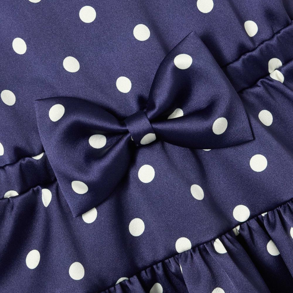 Self Portrait Navy Taffeta Polka Dot Dress KIDS
