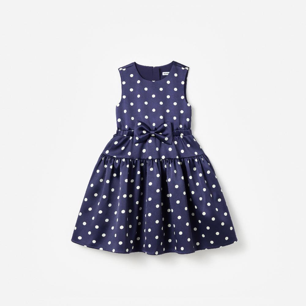 self portrait Navy Taffeta Polka Dot Dress KIDS