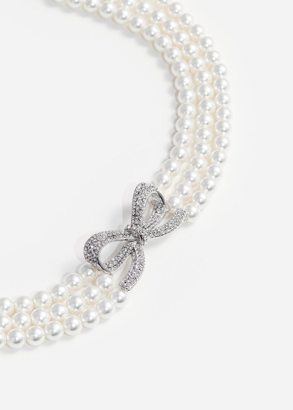 Self Portrait Pearl Bow Choker JEWELLERY