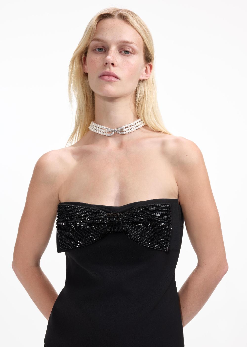 Self Portrait Pearl Bow Choker JEWELLERY