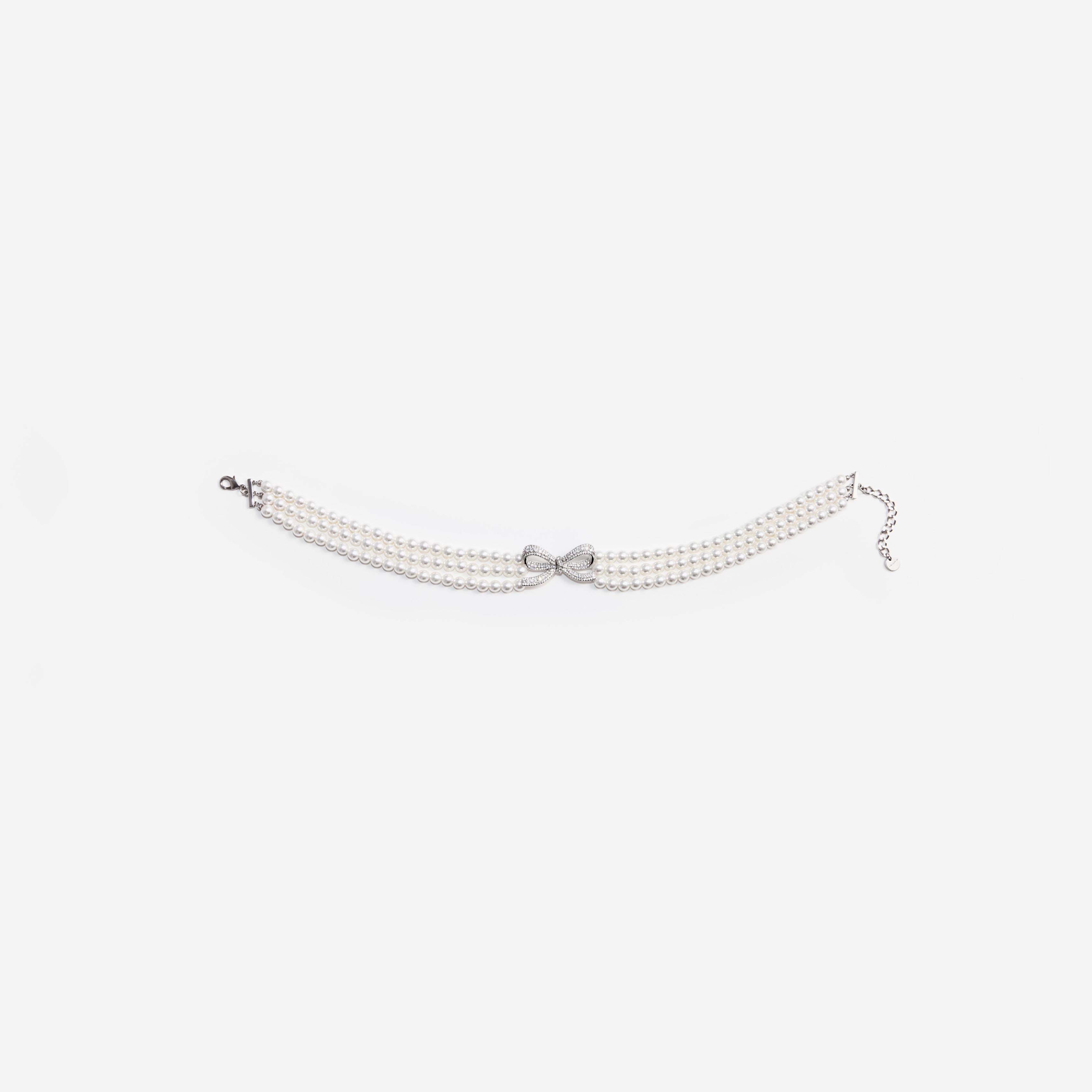 Self Portrait Pearl Bow Choker JEWELLERY