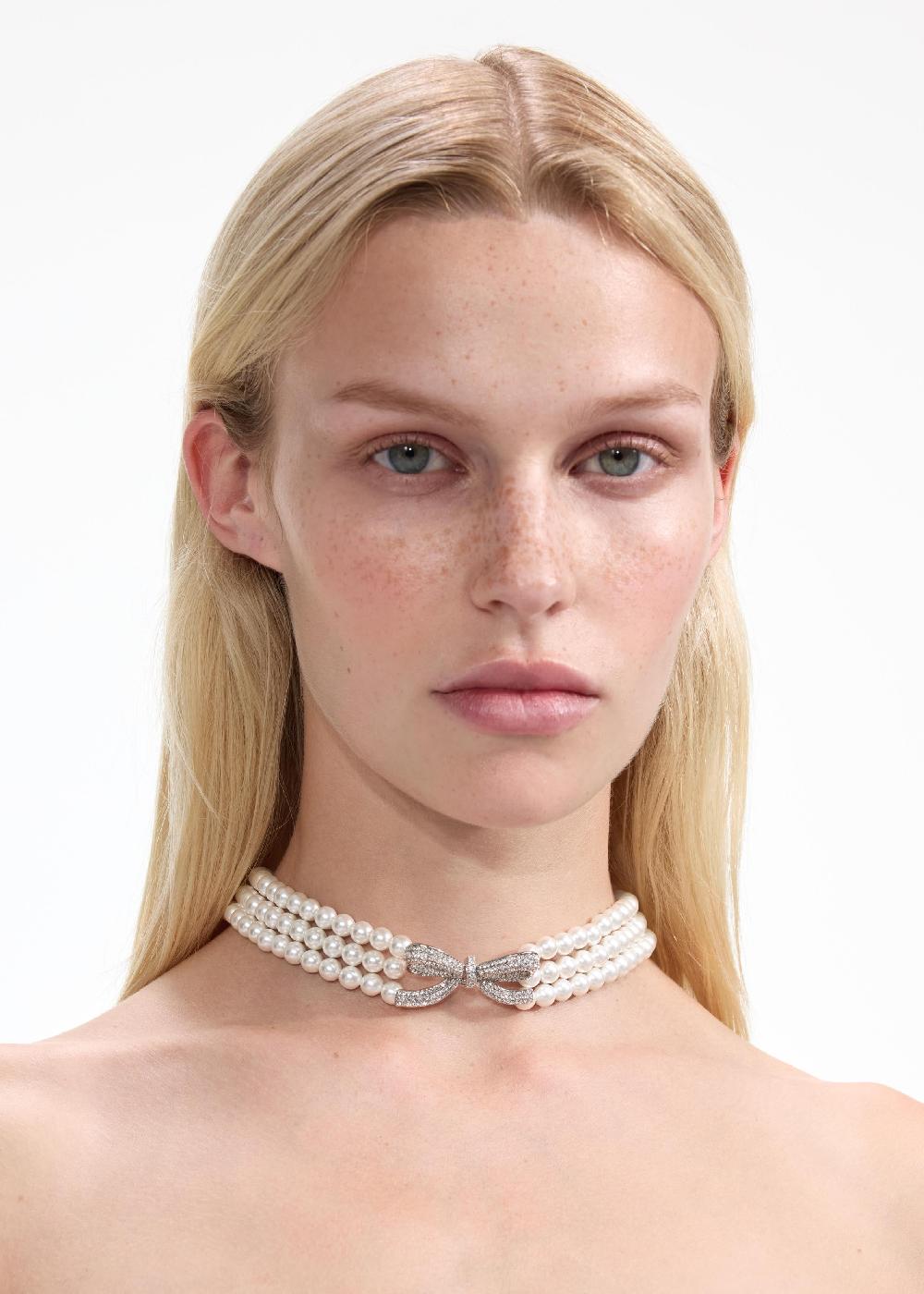 self portrait Pearl Bow Choker JEWELLERY