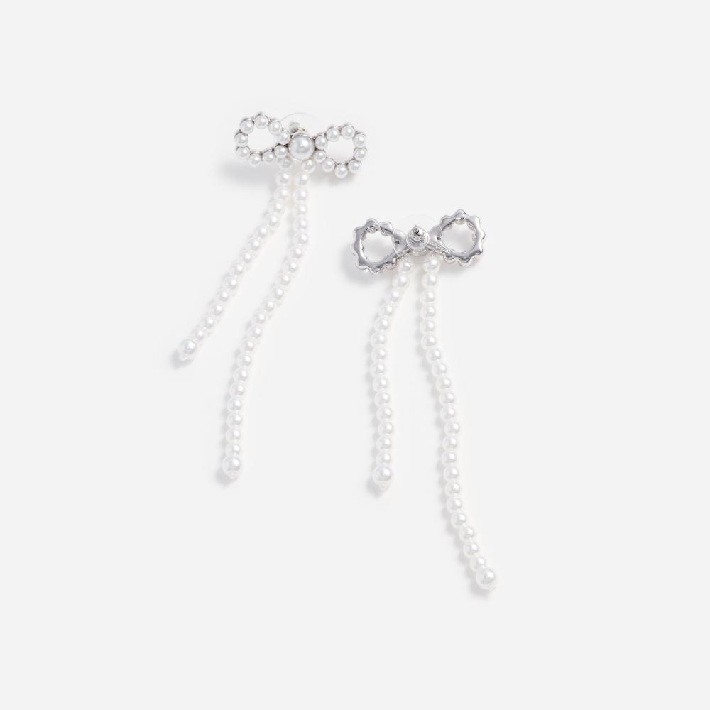 Self Portrait Pearl Bow Dangle Earrings JEWELLERY