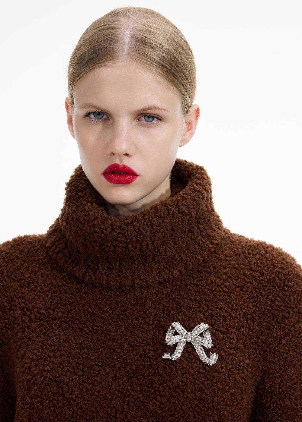 Self Portrait Pearl Crystal Bow Brooch JEWELLERY