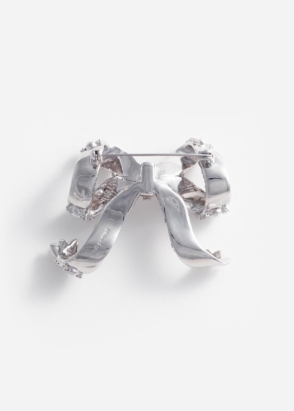 Self Portrait Pearl Crystal Bow Brooch JEWELLERY