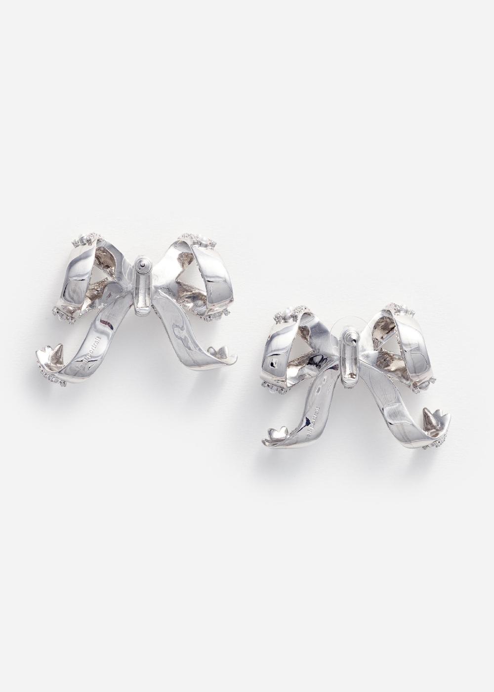 Self Portrait Pearl Crystal Bow Earrings JEWELLERY