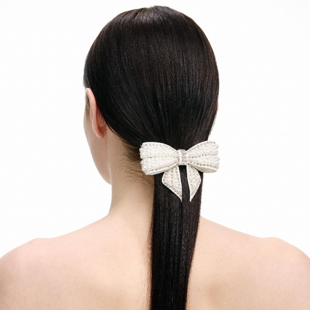 Self Portrait Pearl Crystal Bow Hairclip JEWELLERY