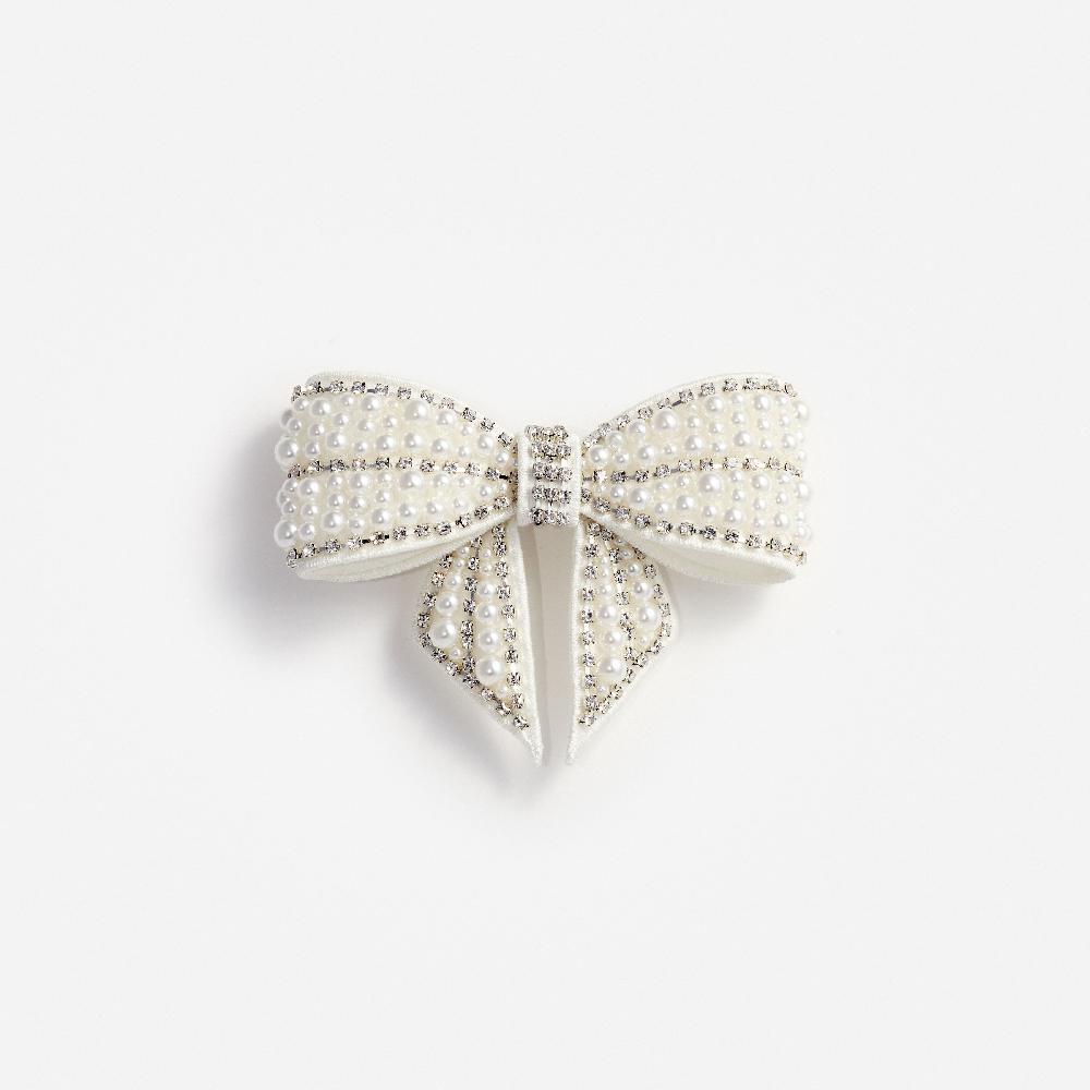 self portrait Pearl Crystal Bow Hairclip JEWELLERY