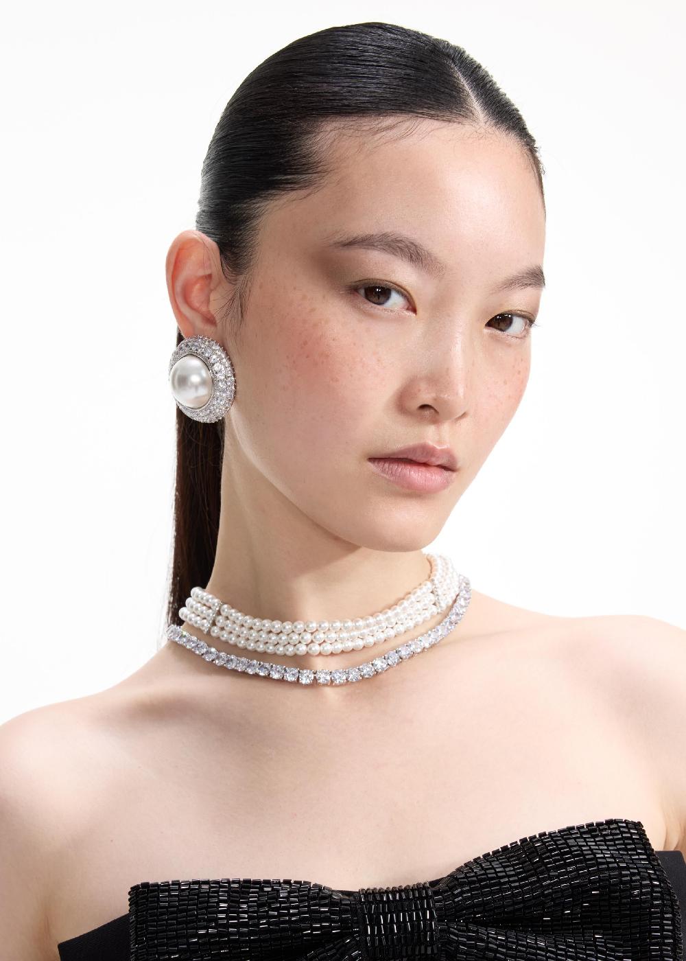 Self Portrait Pearl Diamante Necklace JEWELLERY