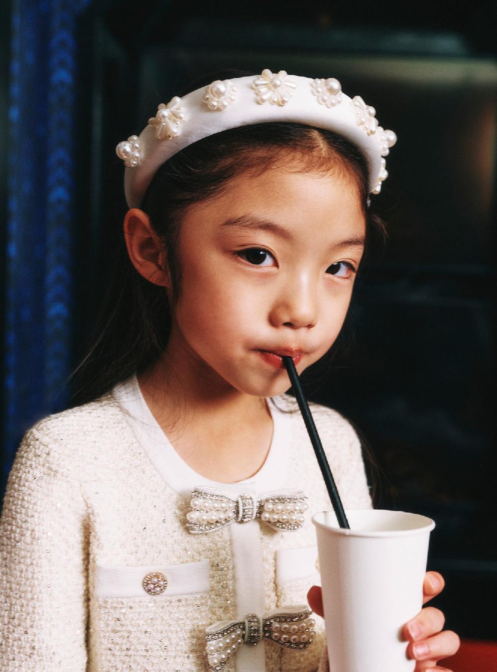 Self Portrait Pearl Flower Satin Head Band KIDS