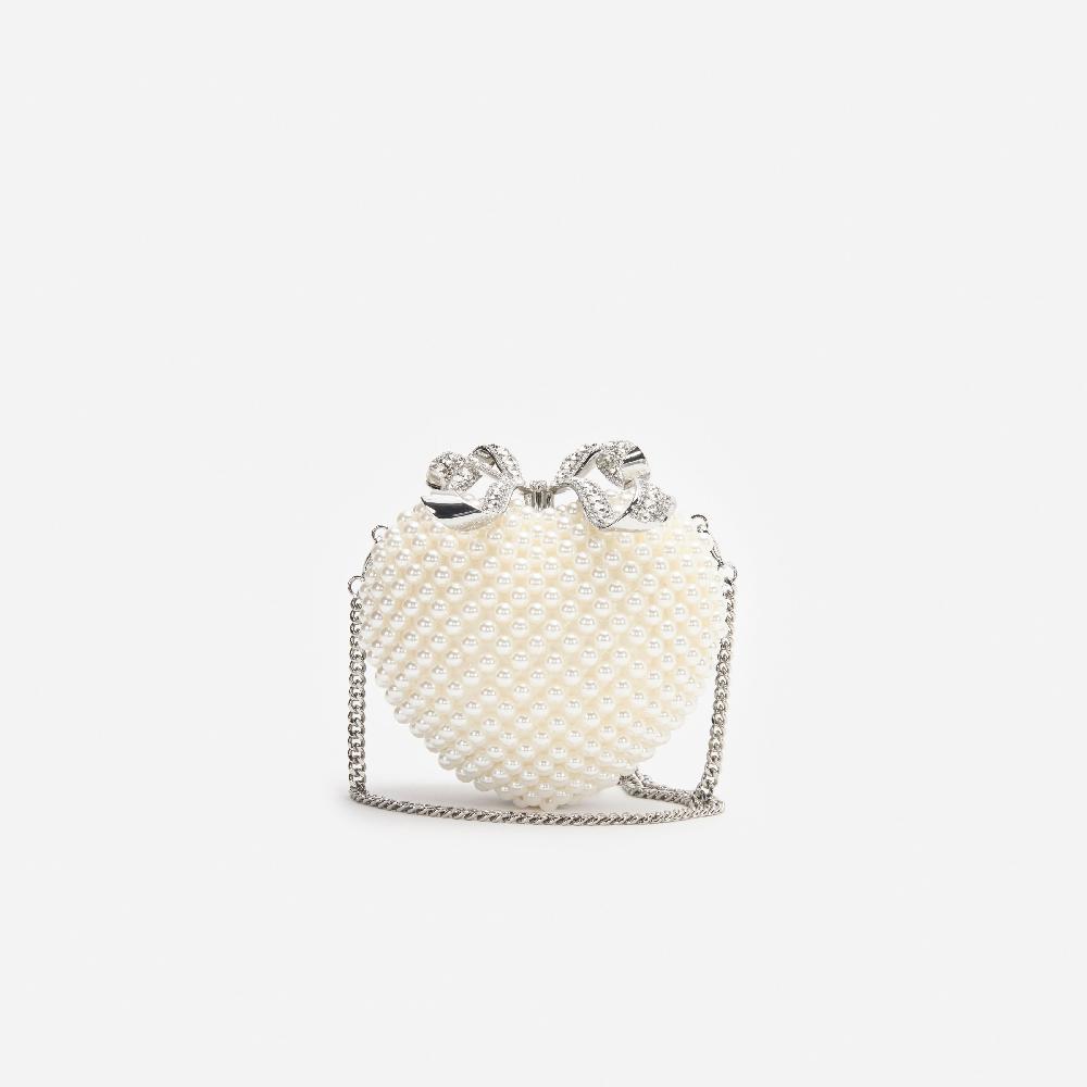 Self Portrait Pearl Heart Clutch Bag BAGS