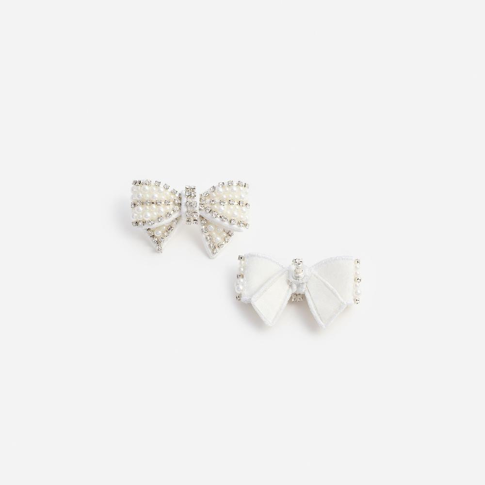 Self Portrait Pearl Satin Bow Earrings JEWELLERY
