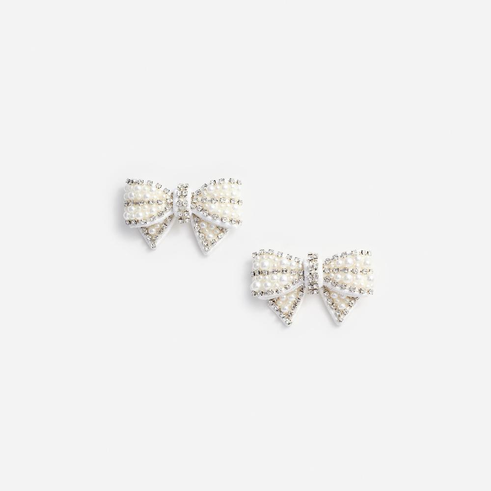 self portrait Pearl Satin Bow Earrings JEWELLERY