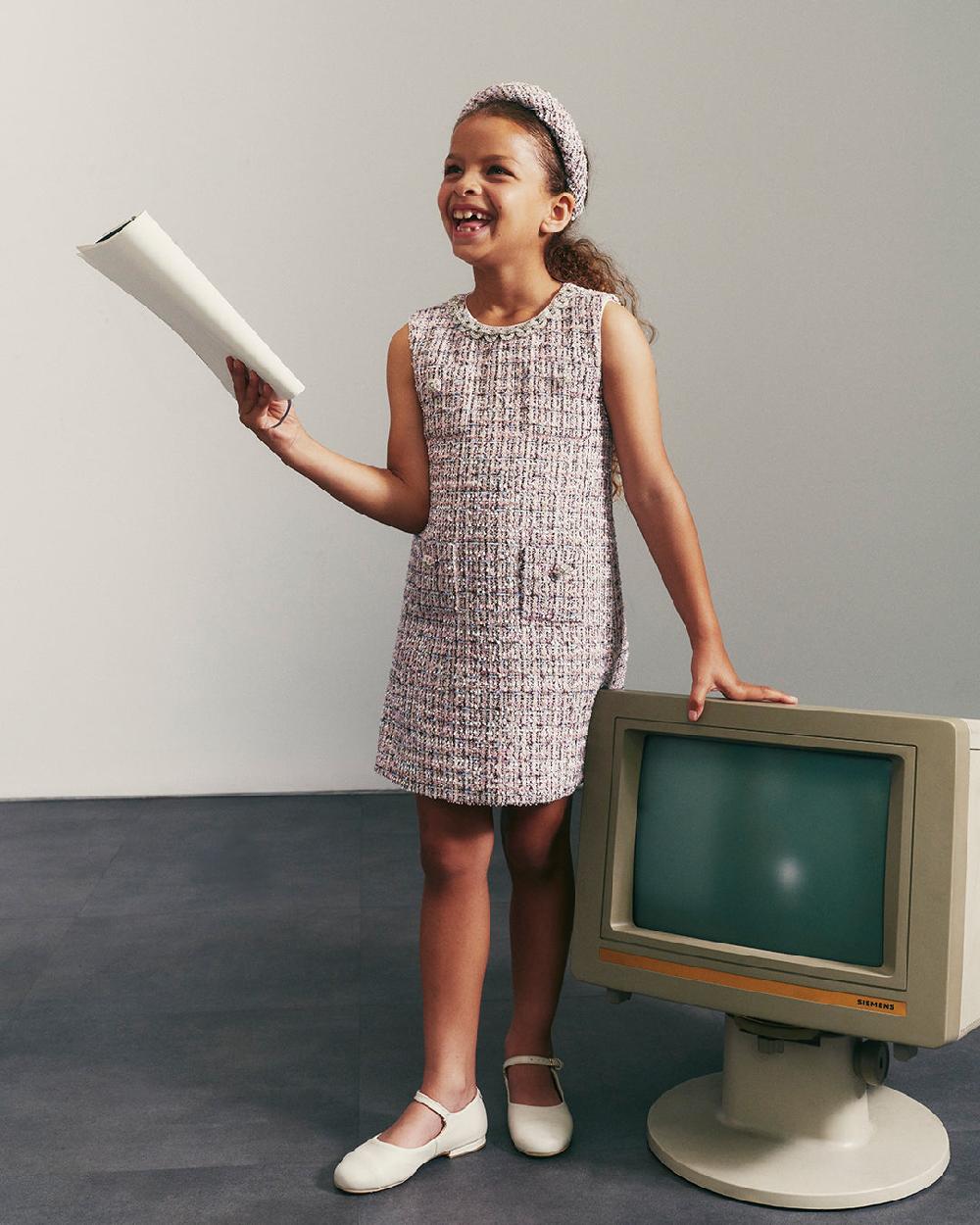 Self Portrait Pink Boucle Dress KIDS