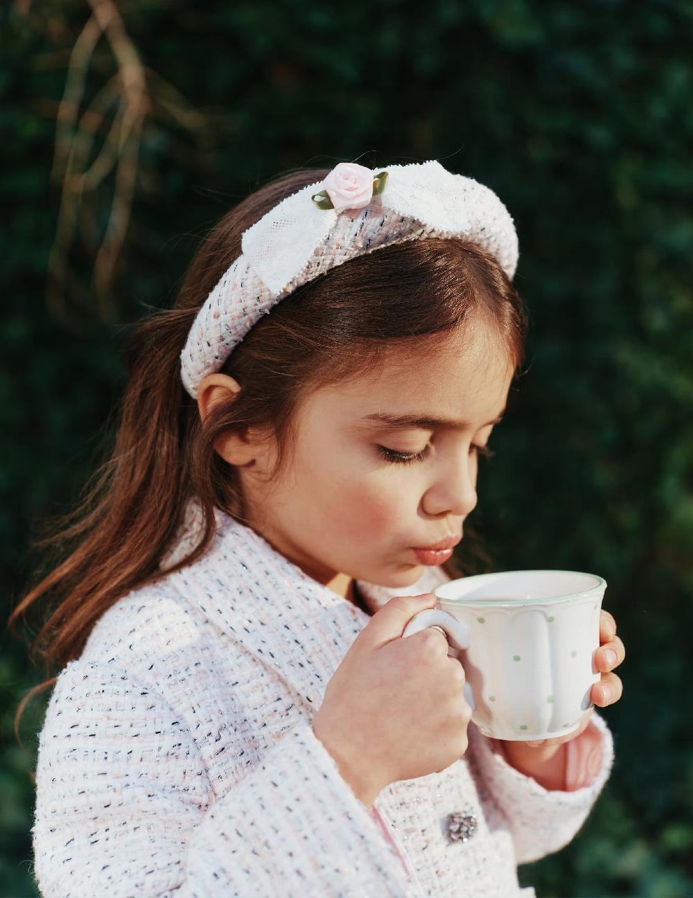 Self Portrait Pink Boucle Lace Bow Head Band KIDS