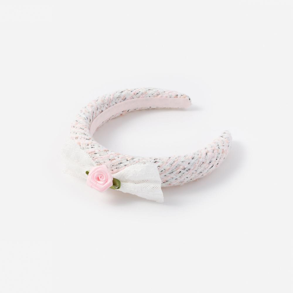 self portrait Pink Boucle Lace Bow Head Band KIDS