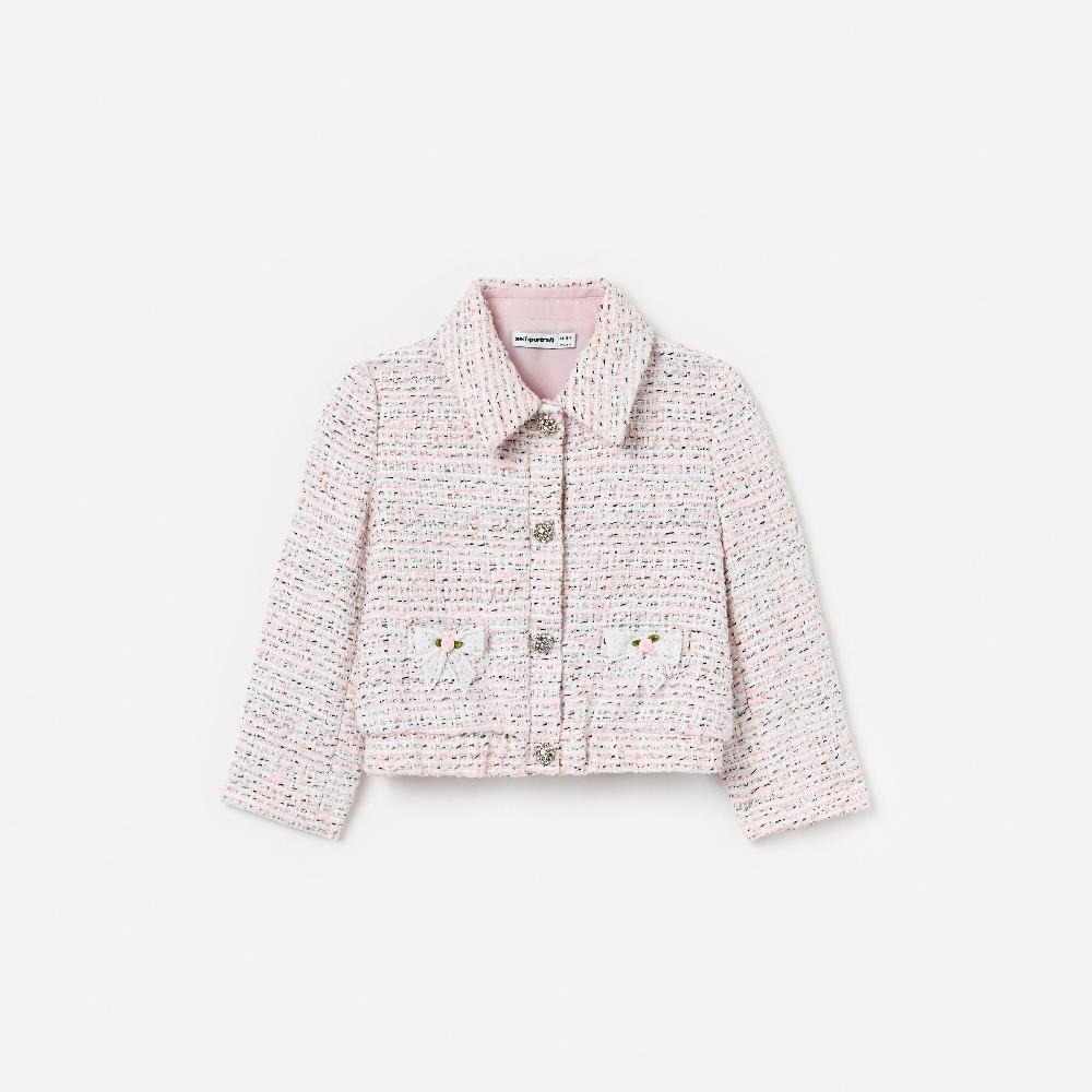 self portrait Pink Boucle Lace Bow Jacket KIDS